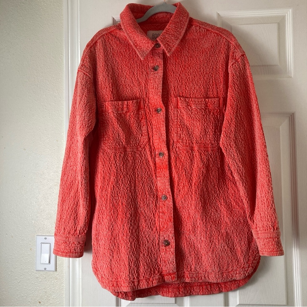BDG Outfitters Serena Womens Corduroy Faded Shirt Jacket in Coral S-P - Picture 16 of 16